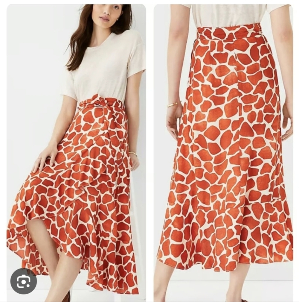 Ann Taylor  Rayon Zebra Print Wrap‎ Skirt Size 6